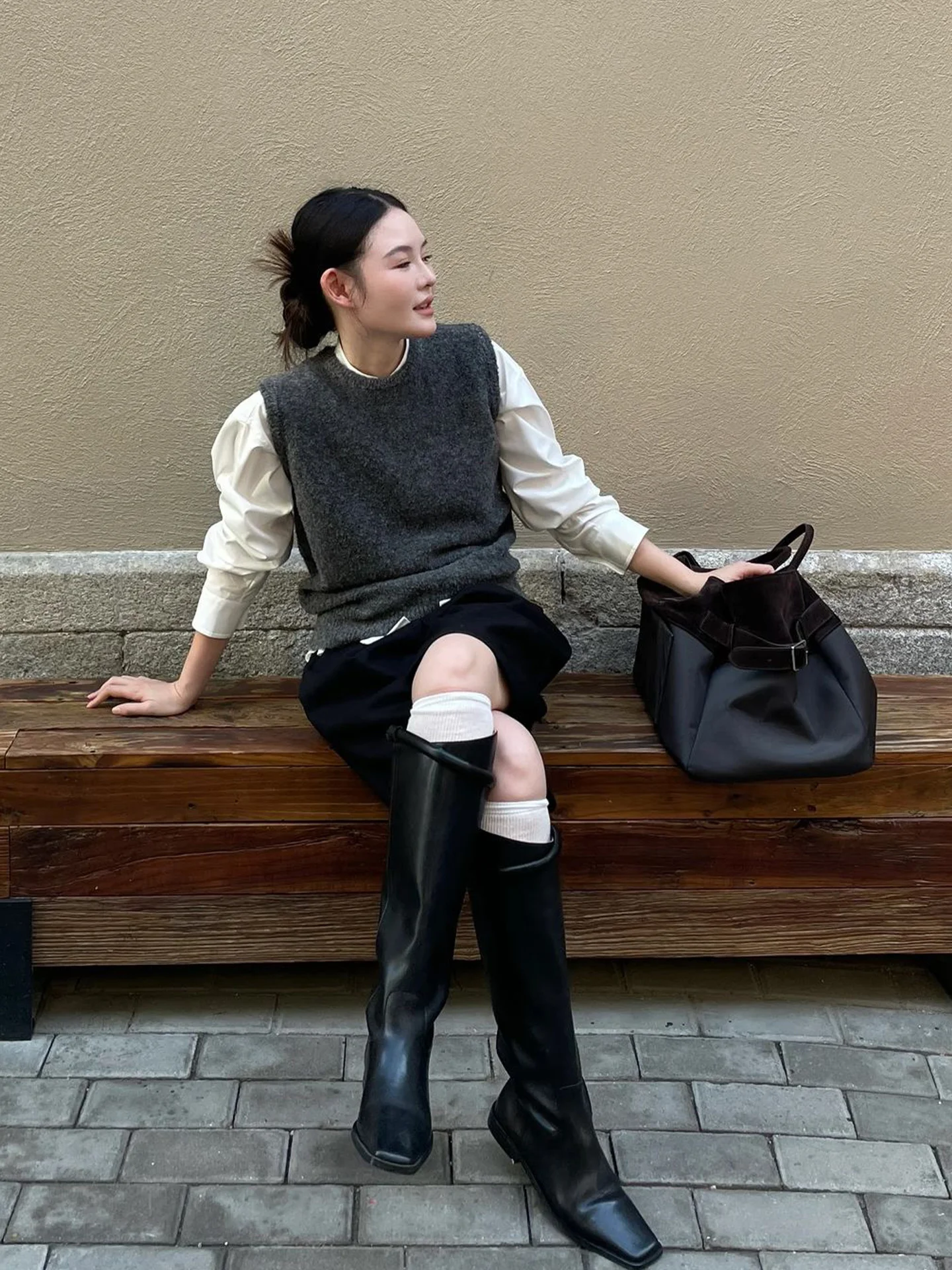 Rond Ne couleur tricoté gilet paresseux Sle superposition haut polyvalent 2025 automne Faion trajet Sle poétique Lin marque