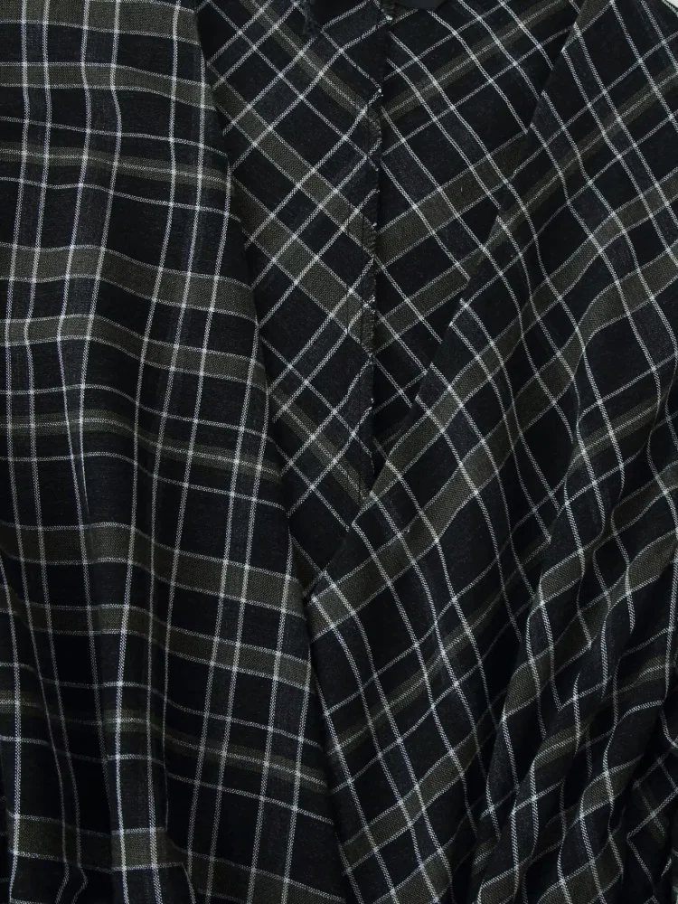 Jesienne sukienki w kratę z dekoltem w serek, długim rękawem, plisowane, damskie, z ozdobnymi guzikami, sukienki o średniej długości, damskie, codzienne, na wakacje na plaży.