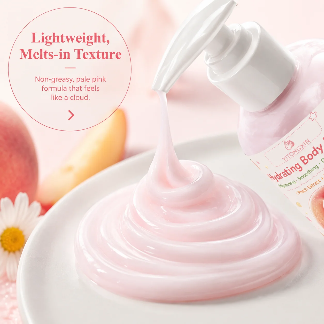 Moisturizing Body Lotion Peach Extract & Niacinamide. Softens Rough Skin, Brightens & Evens Tone. Daily After-Shower Use. 200ml