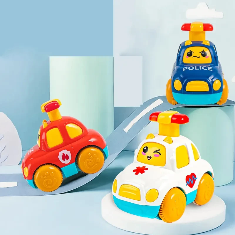 Voitures jouets pour bébés garçons de 1 2 3 ans, cadeau Press and Go, voiture de Police, jouets éducatifs, voitures à tirer, jouets pour tout-petits de 12 à 18 mois