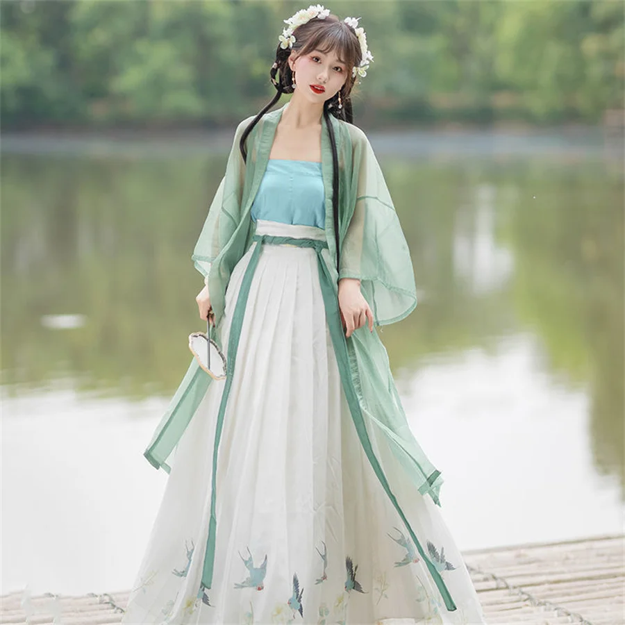 

Women Vintage Elegant Fairy Hanfu Dress Set Song Dynasty Female Sweet Dance Stage Costumes Ancient Traditional Chinese Clothing
