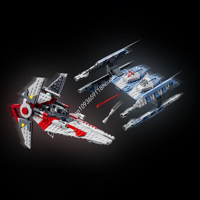 Bloques de construcción MOC VWing Starfighter vs Hyena Droid Bomber Star Battle, juguetes de arquitectura DIY, regalos de navidad, 623 Uds.