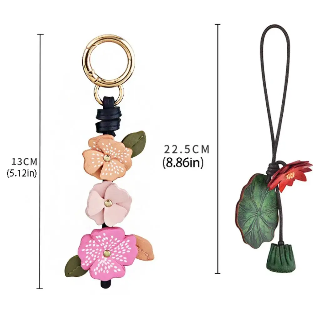 متعدد الألوان شماعات زهرة بو الجلود قلادة اليدوية لوتس الجلود المفاتيح الأزياء الإبداعية حقيبة قلادة حقيبة حلية #6