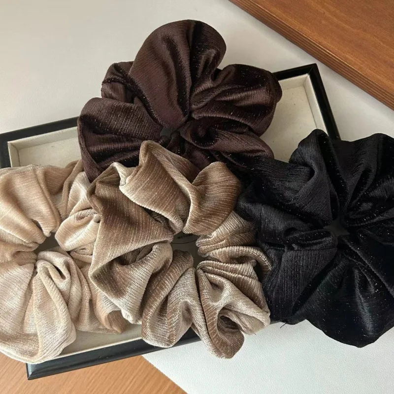 2024 Retro Oversized velvet scrunchies for women big balck hair tie girls elastic red velvet  hair rubber bands large hair rope