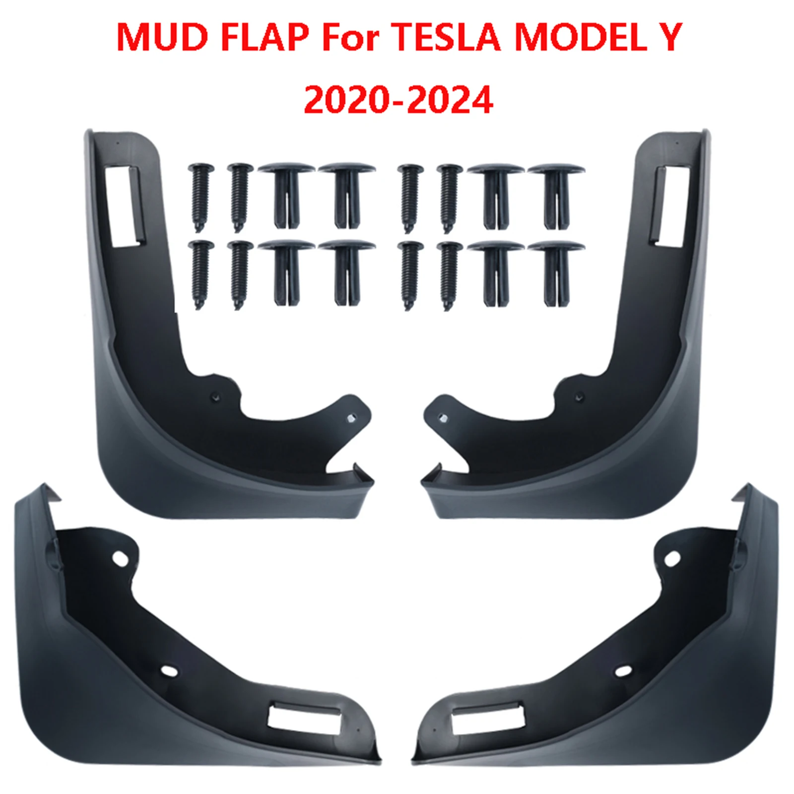 4X Splash Guards Mudguard Fender Mudflaps Mud Flaps Front Rear Left Right No Drilling For Tesla Model Y 2020-2024 2021 2022 2023