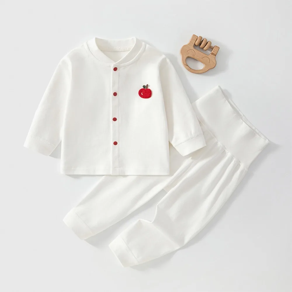 Autumn and Winter Baby Clothing Solid Color High Quality Long Sleeve Long Pants 2-piece Set 0-18 Month Baby Girl Pure Cotton Set
