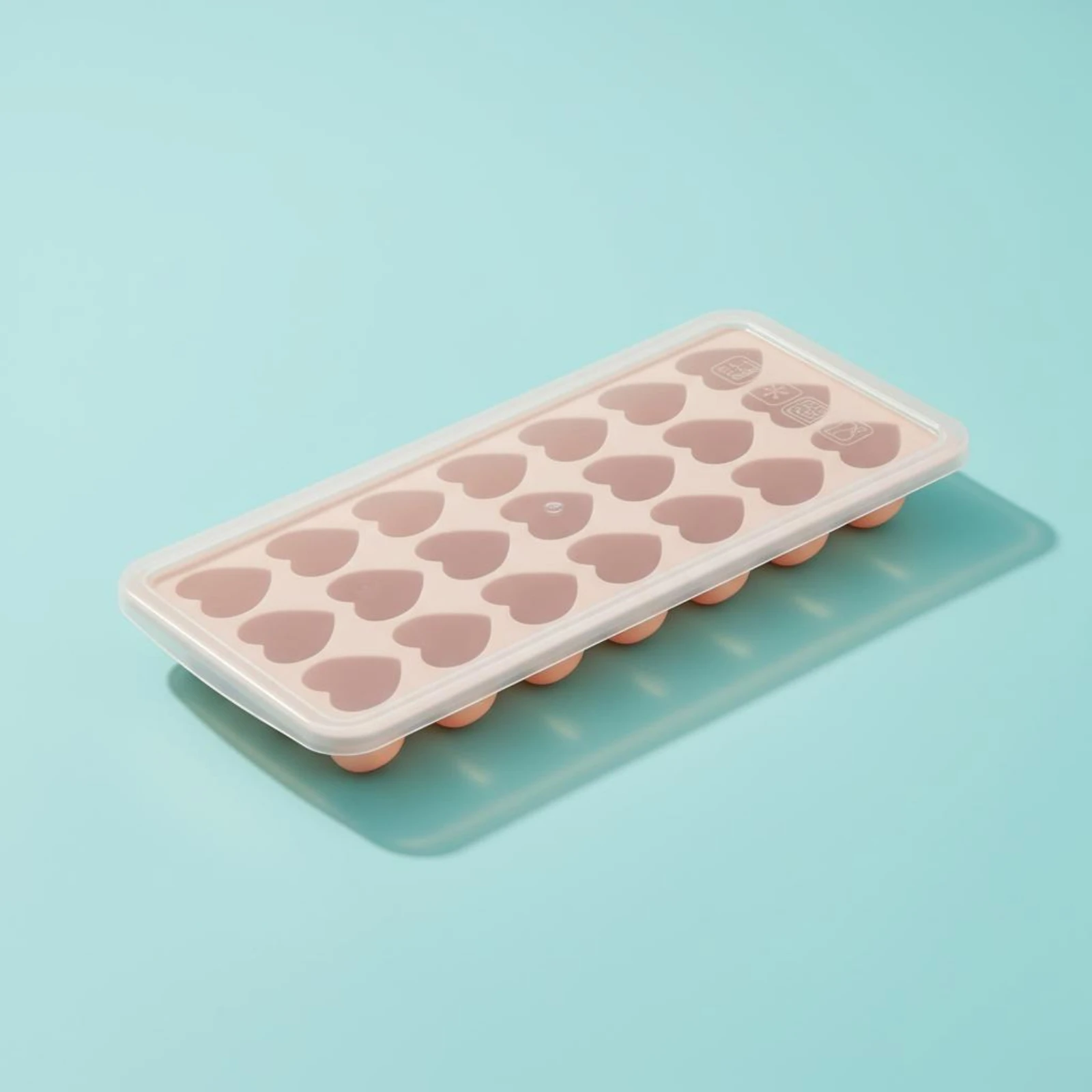 Heart Shaped Ice Piece Tray Easy Release Silicone Heart Tray with Lid Silicone Ice Tray with Lid Non-Stick 21 Cavity Candy Tray