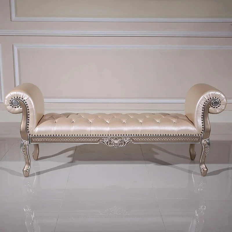 

A16 Court Французский барокко Парусный табурет Европейский кожаный табурет из цельного дерева для смены обуви Роскошная ткань