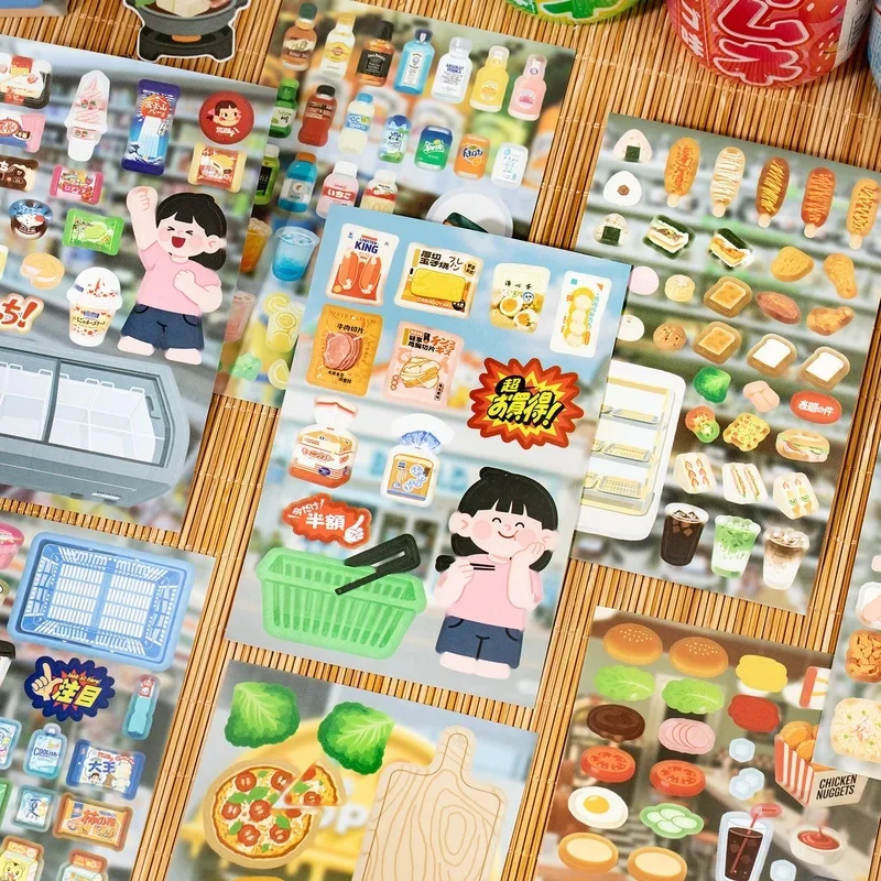 20Pcs Japanese Food‑Theme Coated‑Paper Sticker Book, Izakaya and Convenience‑Store Gourmet Decals for Junk Journal Collage