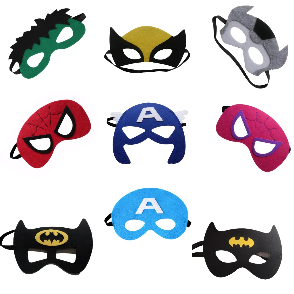 1/20pcs Kid Costume Spiderman Costume Super Hero Cosplay Captain America Iron Man Batman Super Eye Mask Halloween Party Props