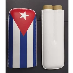 Cigar Case Pouch Luxury Humidor Flag of Cuba Storage cigarette Leather Smoking Accesories Portable Moisturizing Cigar Box Bag