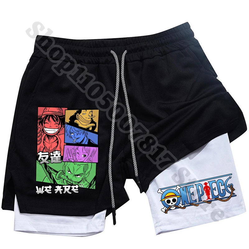 Adult Fashion Sports Fitness Shorts Summer Clothing Anime One Piece Cute Printed Short Pants Men Running Trousers Birthday Gifts