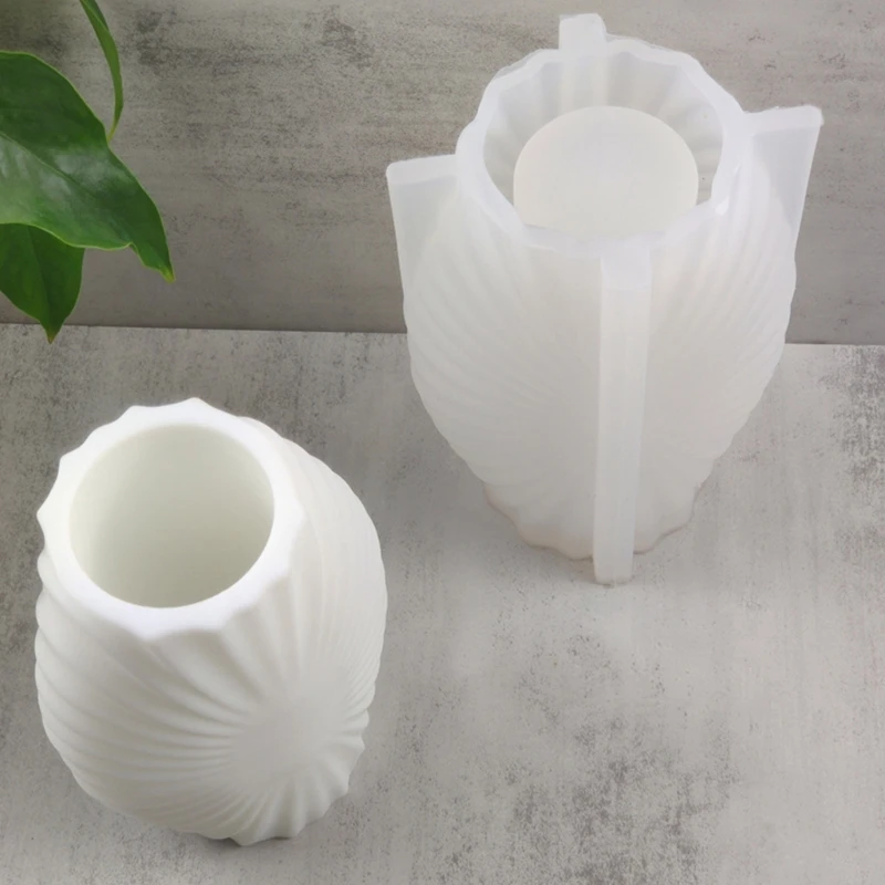 Container Silicone Mold with Ruffle Pattern Vase Epoxy Casting Molds Handmade