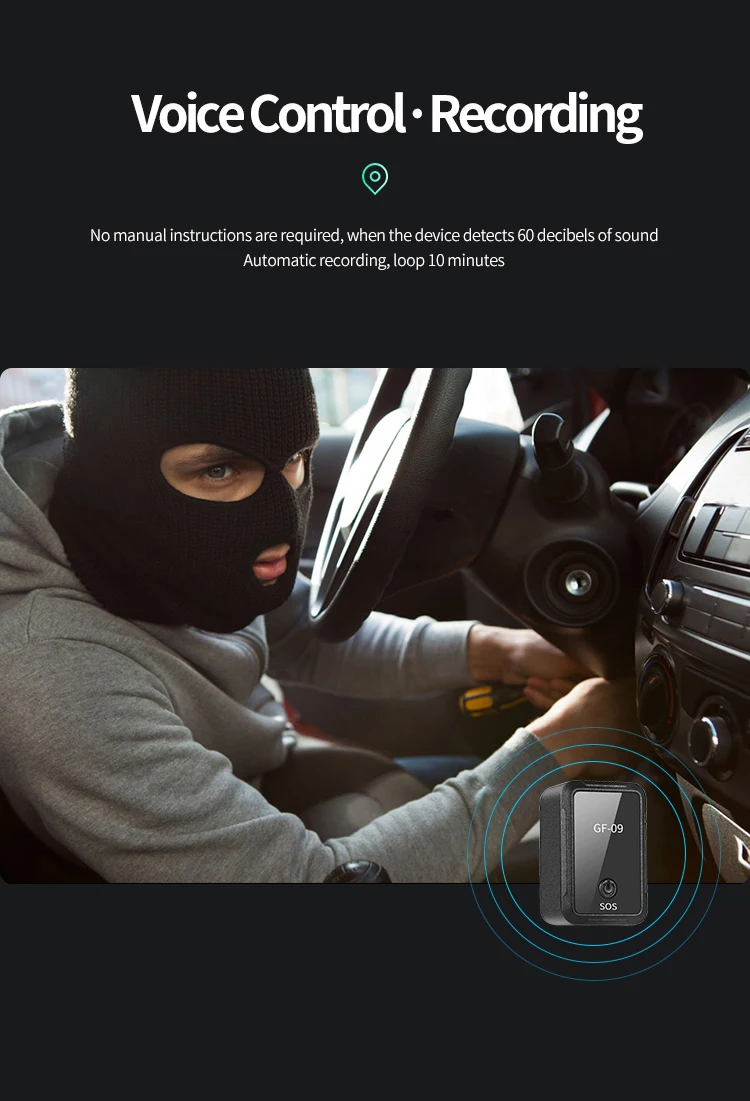 2024 GF09 GSM GPS Tracker Real Time Tracking Anti-Theft Locator Voice Recording Vehicle Tracker APP Anti-lost for Child Cat Dog