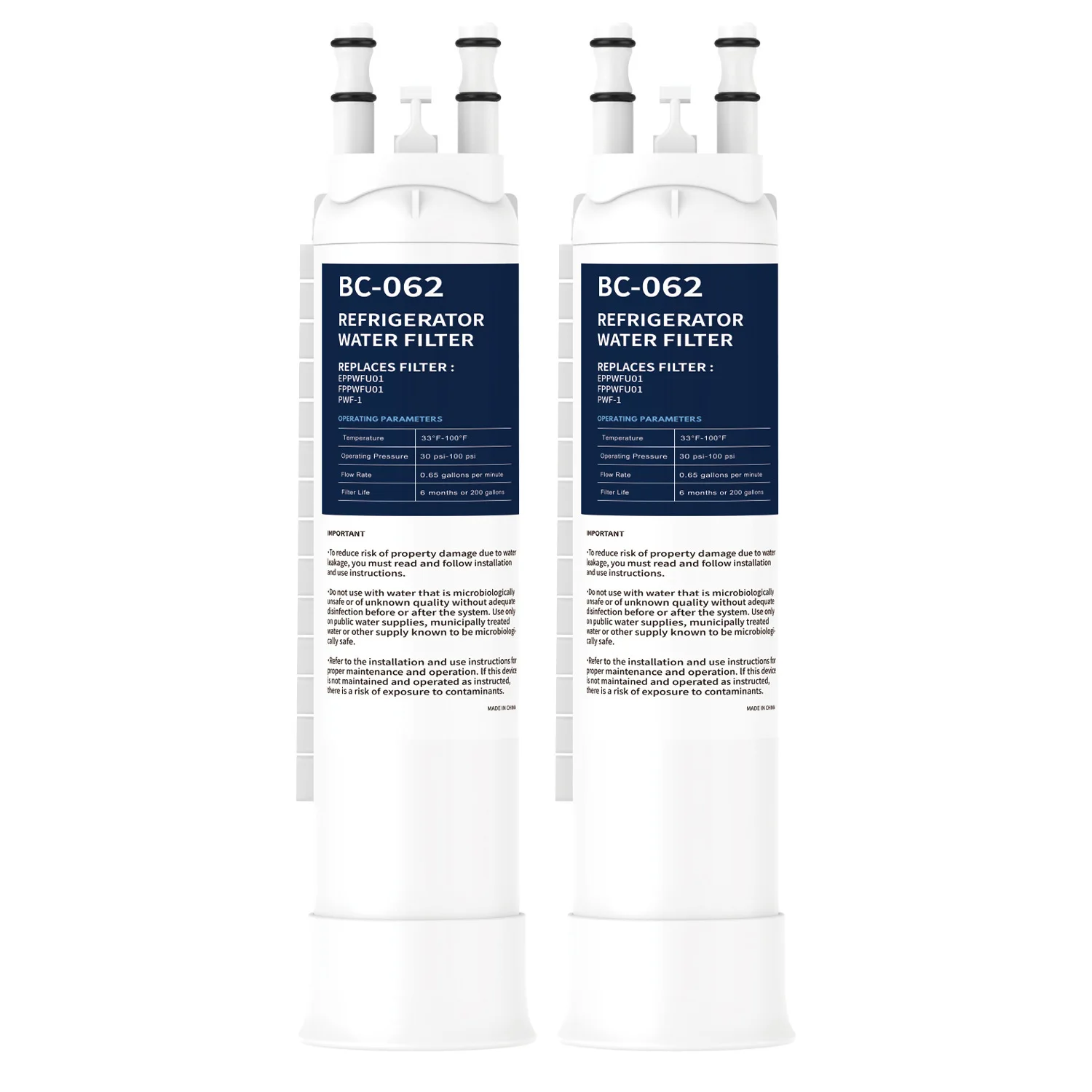 

Refrigerator Water Filter Replacement 2 Pack for FPPWFU01 EPPWFU01 PWF-1 GRFC2353AD GRFC2353AF GRFN2853AF GRFS2853AD