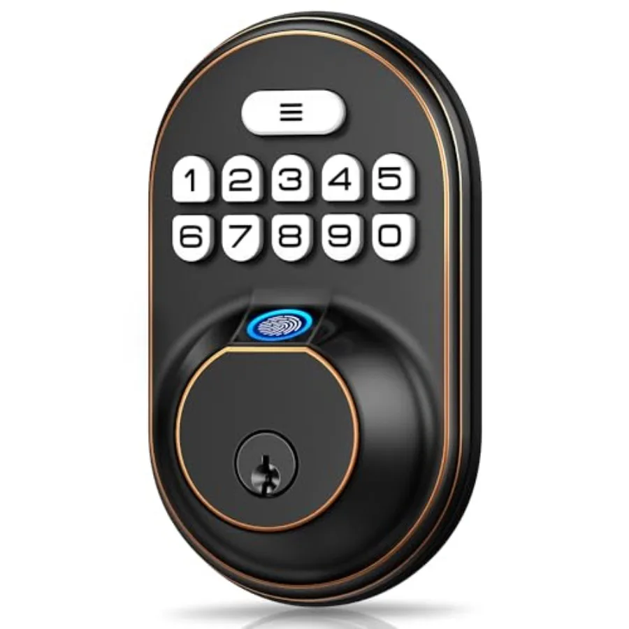 

Fingerprint Door Lock Keyless Entry Keypad Deadbolt Anti Peeping Password Auto Lock Easy Install Oil Rubbed Bronze