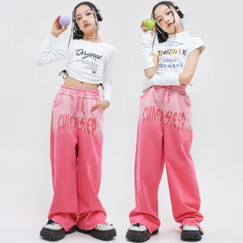 Ragazze Hip Hop abbigliamento Crop top pantaloni Cargo bambino Street Dance felpa che mostra vestiti set bambini sala da ballo spettacolo costumi Jazz