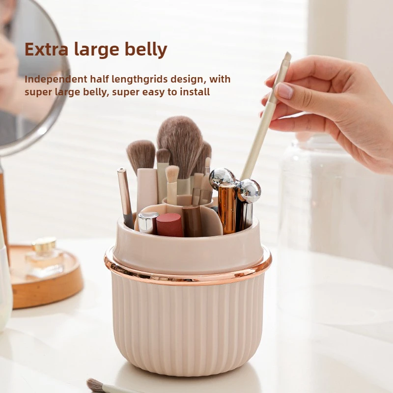 

360 ° Rotating Dust-proof Cosmetic Storage Box Dressing Table Eyebrow Pencil Lipstick Brush Compartment Waterproof Storage Box
