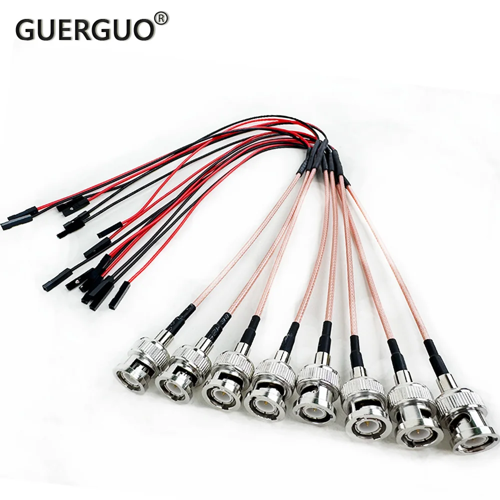 20CM Copper Q9 BNC Male to DuPont Female Red And Black Connection Cable Signal Cable RF Video Extension RF Coaxial RG316 Cable