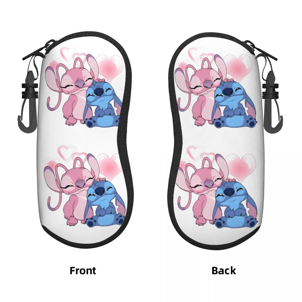 Kawaii Stitch And Angel Glasses Case Cover Cartoon Comic Print Sunglasses Pouch Eyeglass Protector Male Female Eyewear Storage