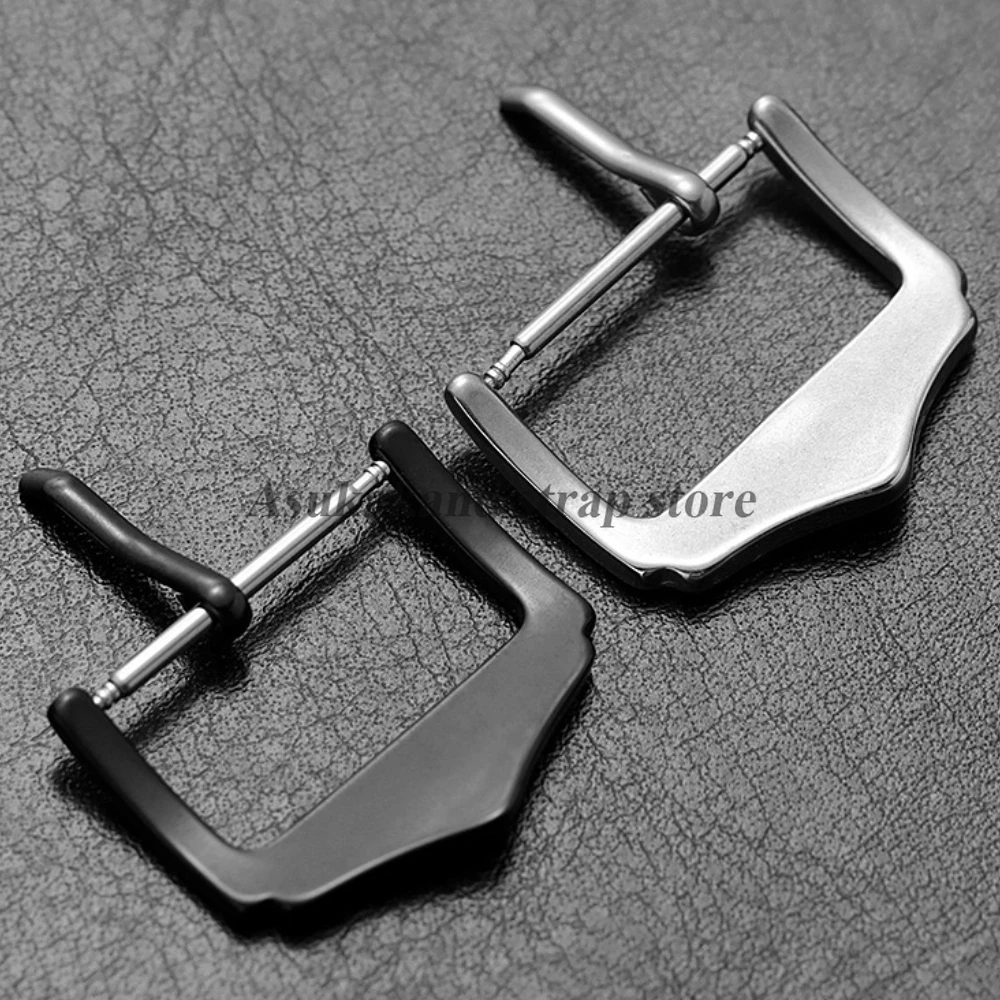 16mm 18mm 20mm Stainless Steel WatchBuckle Silver Black Polished Watch Clasps Replacement for Leather WatchStrap Watch Button