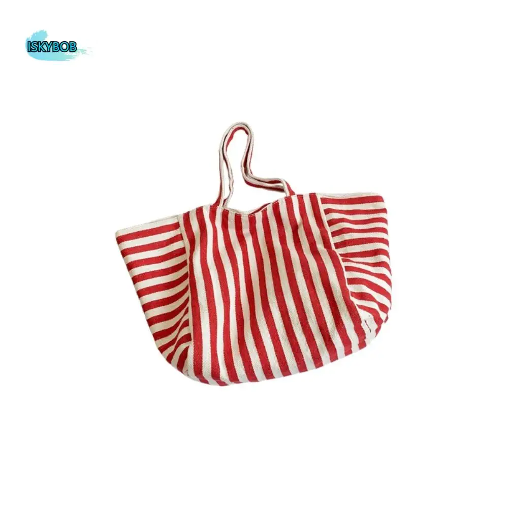 

Универсальная холщовая сумка в полоску для подмышек, сумка для покупок, фетровая сумка, универсальная сумка-тоут в корейском стиле для девочек