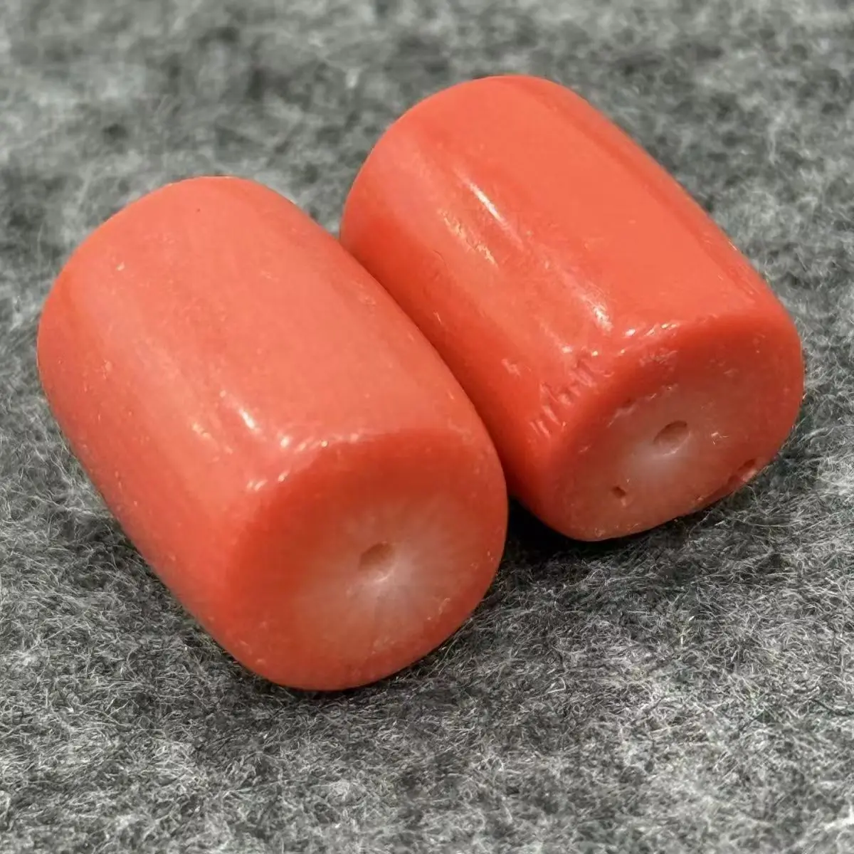 2pieces red orange Coral pillar full hole beads10-12*15-20mm Wholesale for DIY for jewelry  38cm gems stone view 3