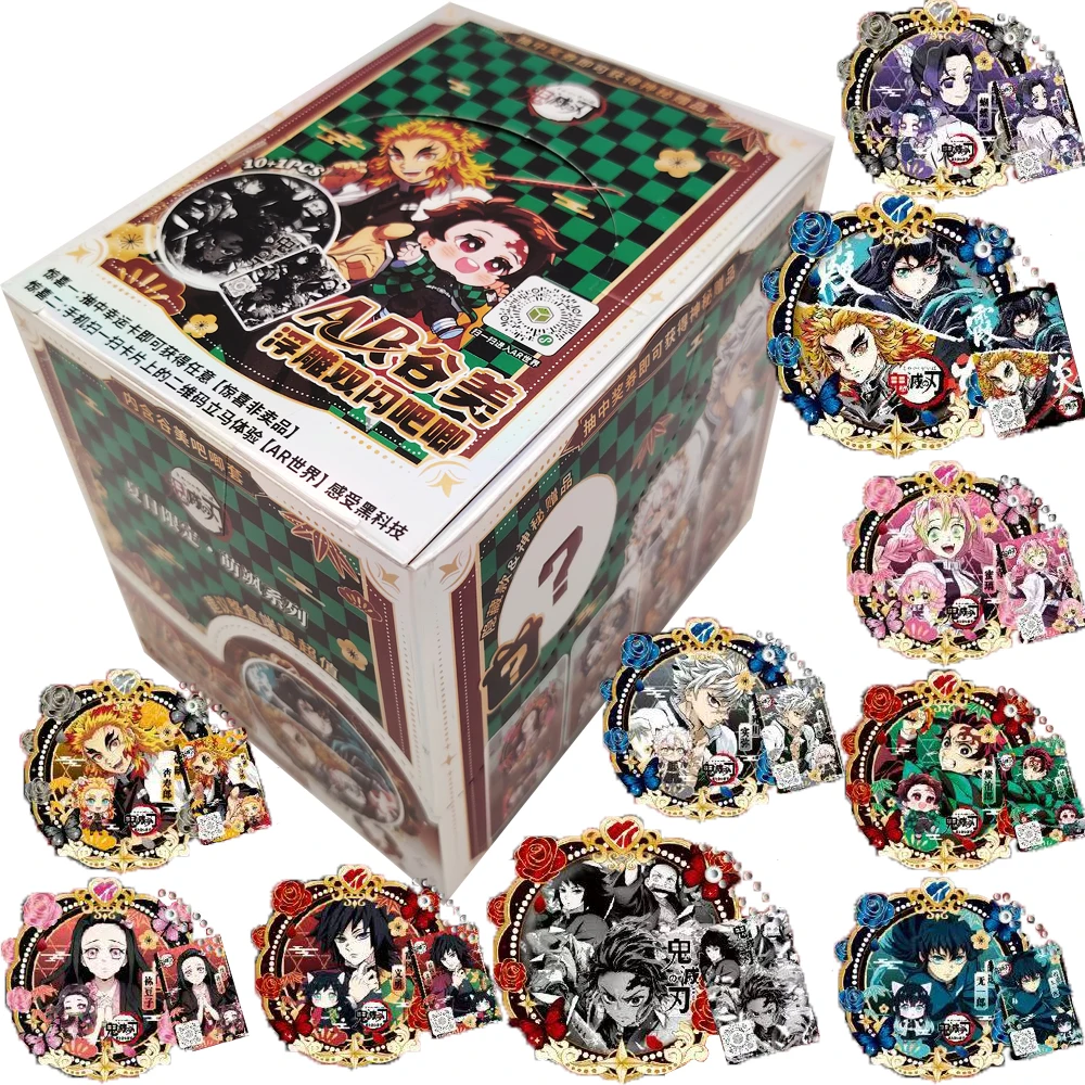 

Popular Anime Demon Slayer Collection Flash Cards Surprise Trendy Peripheral AR Relief Badge Decorative Accessories Kids Gifts