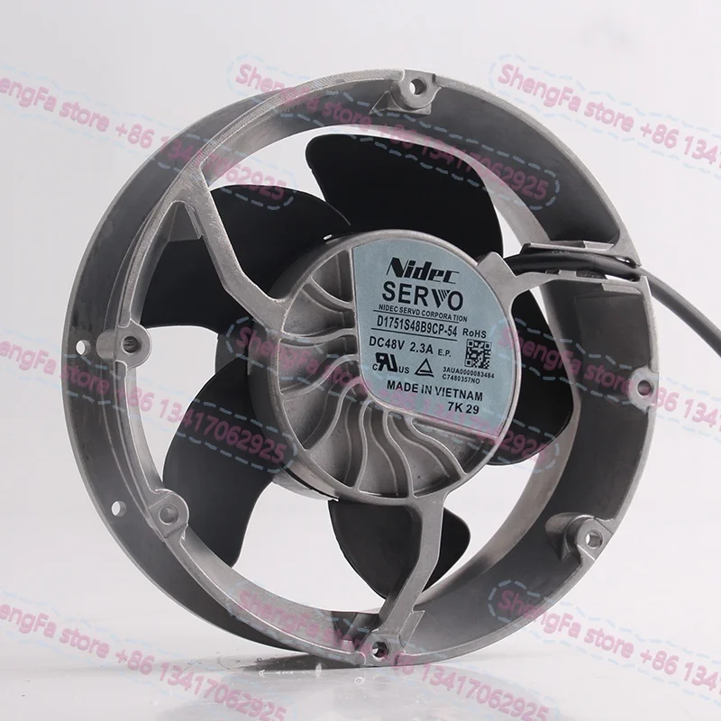 New Original Nidec 5V 12V 24V DC48V 2.3A AC EC 17251 172X150X51MM 17.2CM inverter aluminum four-wire D1751S48B9CP-54 Cooling fan