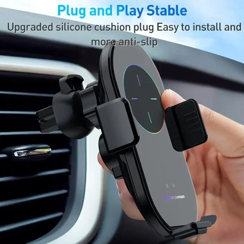 15W Car Wireless Charger Fast Wireless Charging Auto Bracket for iPhone 16 15 14 Pro Max Xs XR Samsung S24 S23 XiaoMi Huawei