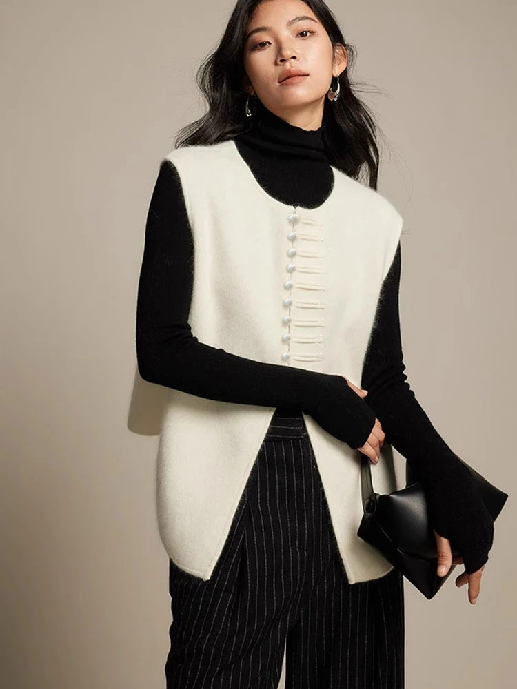 

2025 New Pure Color Simple Svel Tank Top Unique Design Lightweight National Sle Vest Casual Commuting Top