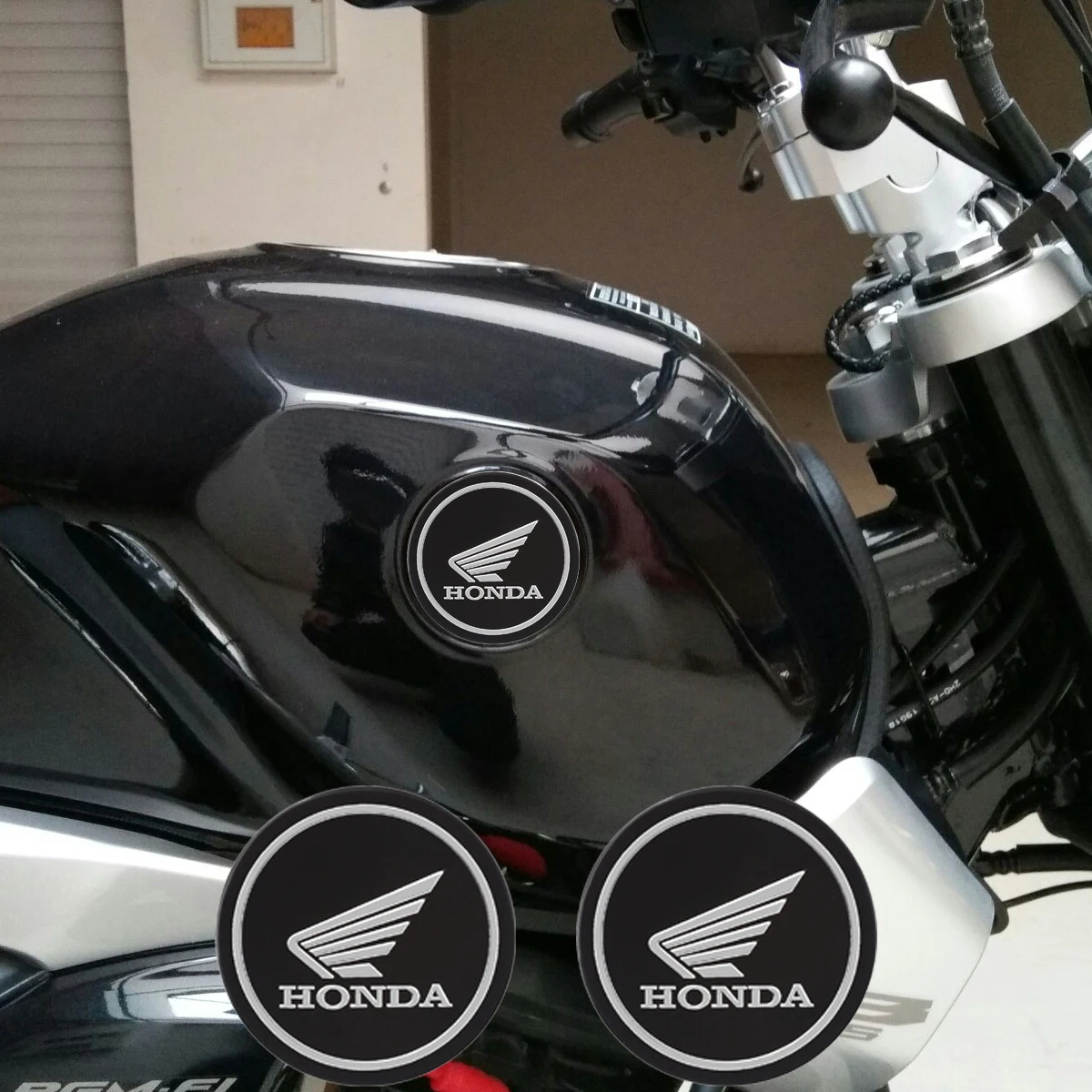 2PCS Metal Honda Sticker Wing Logo Motorcycle Tank Decal