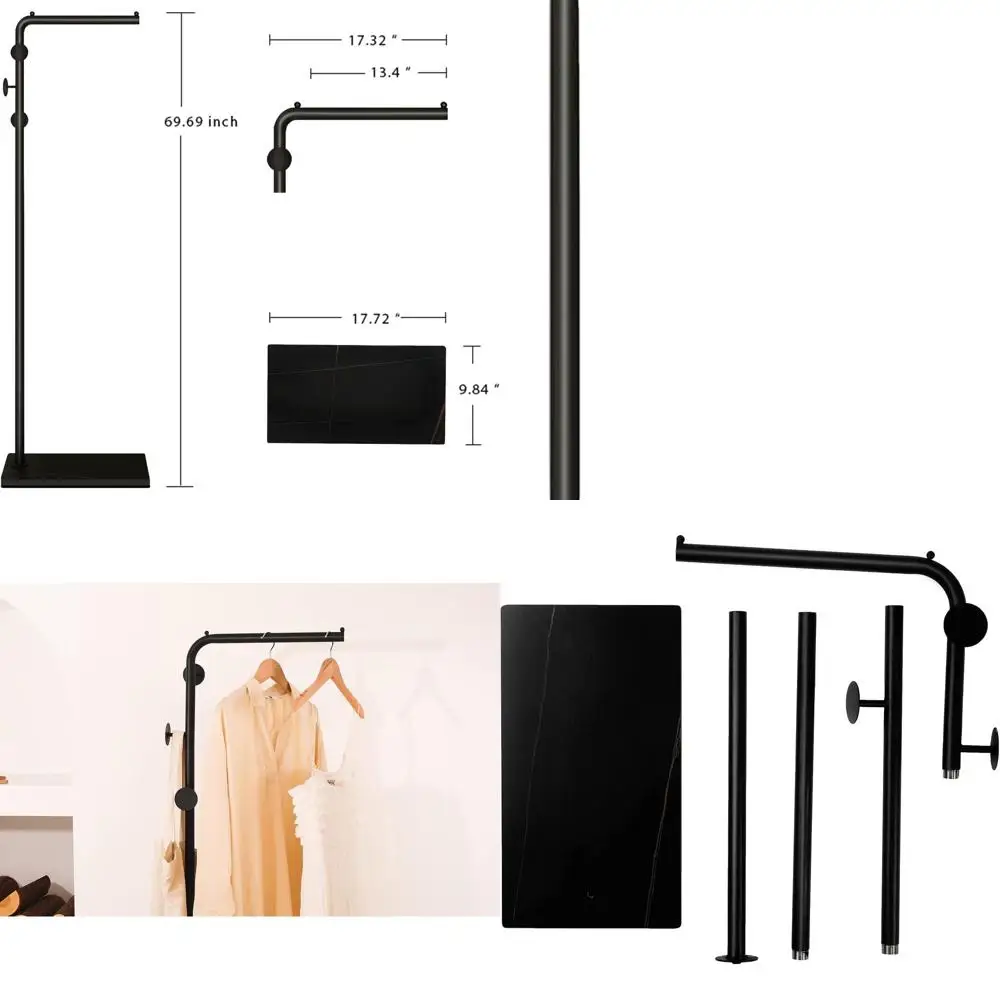

Sturdy Black Metal Coat Tree with 3 Hooks for Hats & Coats in Entryway, Hallway, or Porch