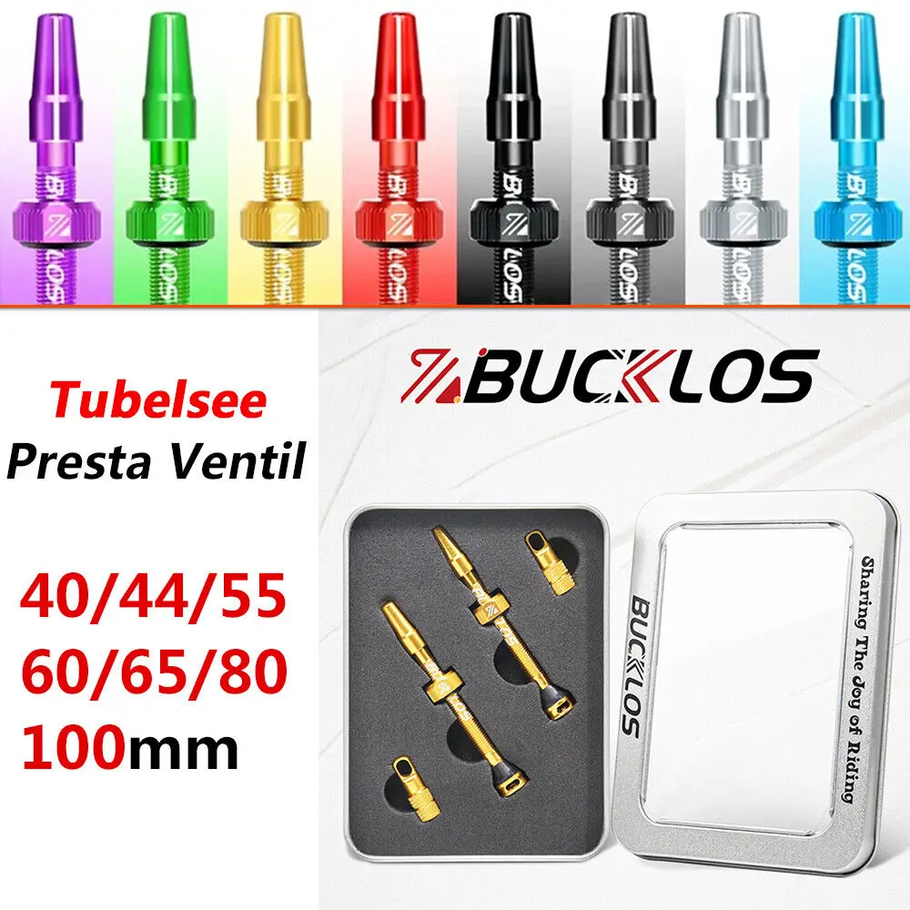 

BUCKLOS Bike Valve MTB Tubeless Presta 40/44/55/60/65/80/100mm Stem Removable Stem Core Bicycle Tubeless Rim Valve Cycling Part