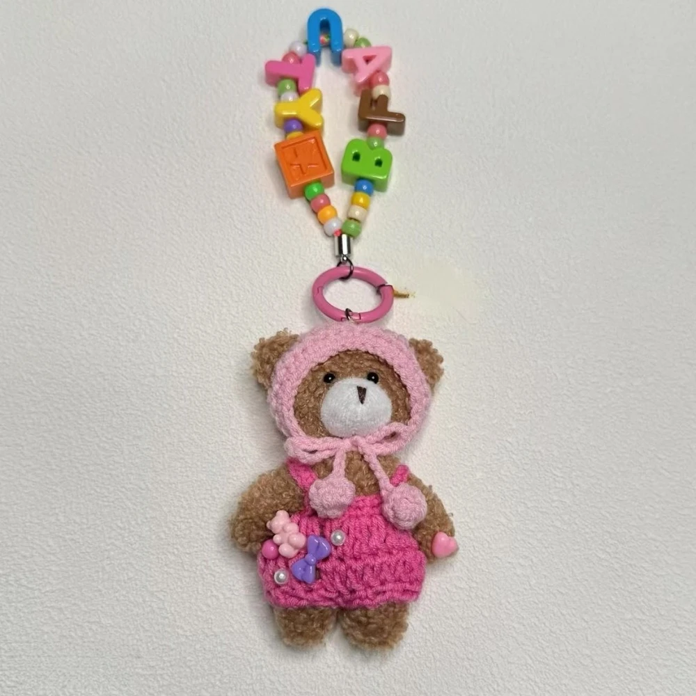 الكورية diy اليدوية مخصص الدب الاكريليك حبل قلادة أفخم دمية قلادة لطيف دمية حقيبة قلادة