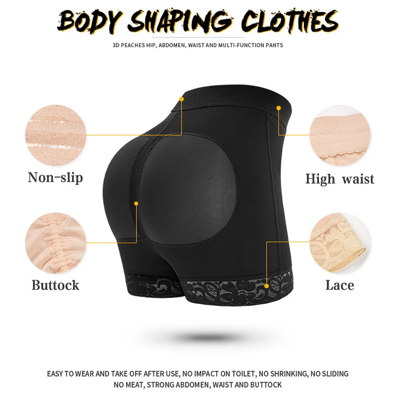 Women High Waist Butt Lifter Shorts Shaper Tummy Control Panties Sexy Lace Boyshort Hip Enhancer Booty Big Buttock Plus Size