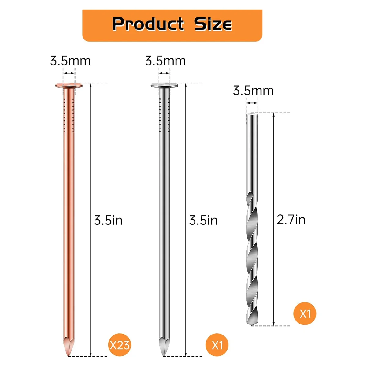 25 Stück Kupfer nägel zum Töten von Bäumen, 3,5 Zoll reine Kupfer nägel Bulk, Stumpf entfernung Spikes Hardware Nägel für Bäume