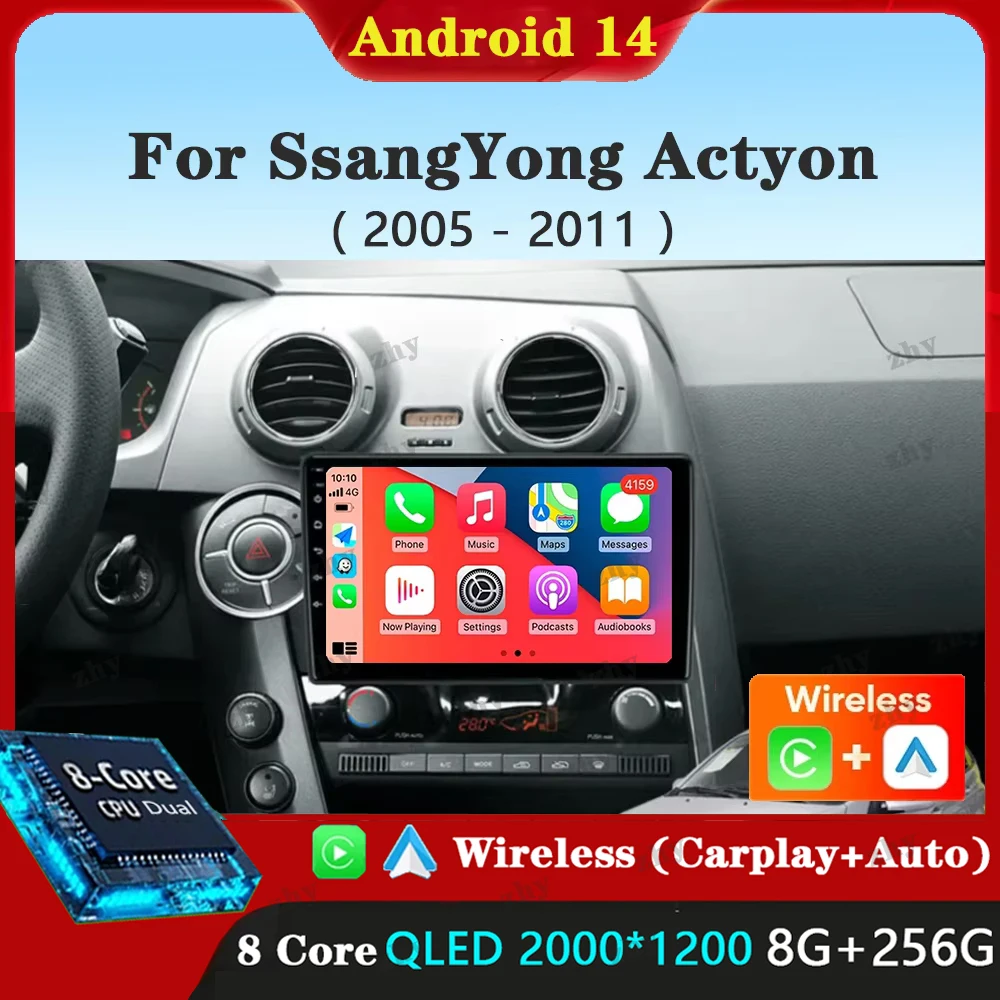 

Android 14 For SsangYong Kyron Actyon C100 2005- 2011 2K QLED Android Car Radio Multimedia Stereo Player GPS AI Voice CarPlay 4G