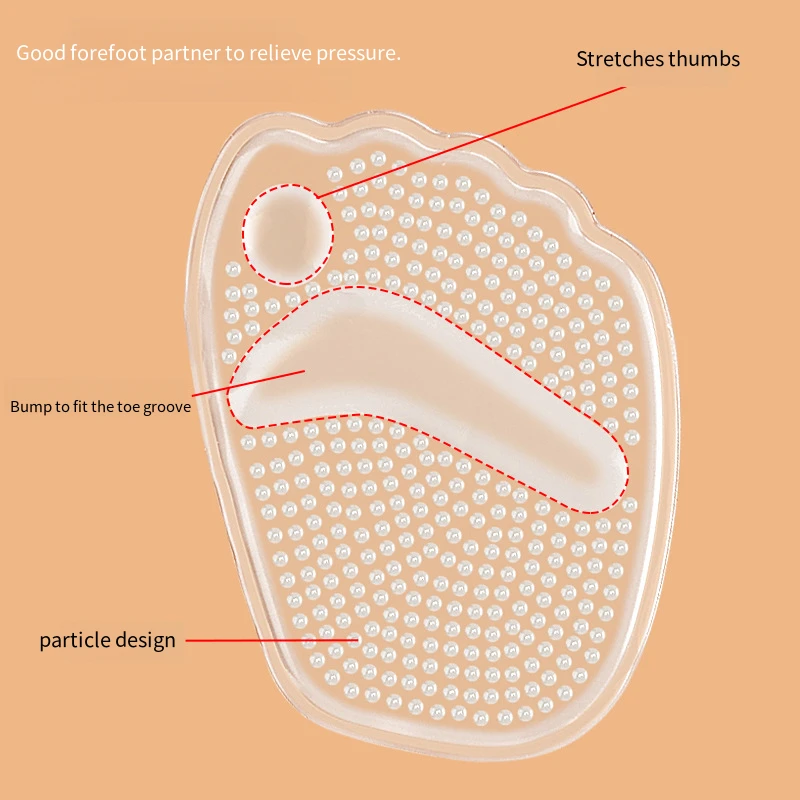 Silicone Forefoot Cushion Particle Non-slip Half Insoles Women Shoes Pad Foot Care Products Sandals Heels GEL Soft Feet Pads