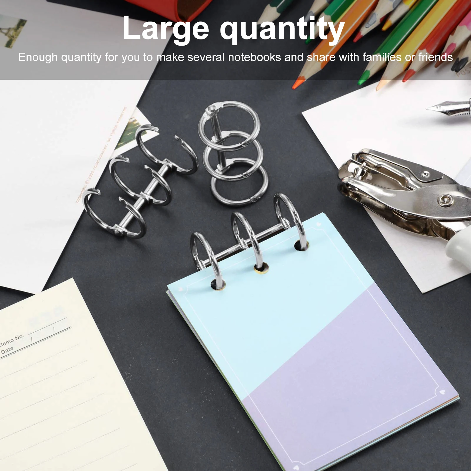 Anéis de ligação de folhas soltas de metal, anéis de pasta fáceis de abrir e fechados para classificação de documentos, anel de pasta de folhas soltas com 10 peças