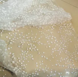 Wholesale 1Meter Aliexpress Hot Selling 150CM Wide Off White Color Foam Glitters Lace Fabric Flowers Lovely Design Wedding Lace