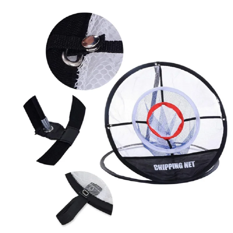 Golf Chipping Net Dual Turf Hitting Mat With Rubber Tee Combo 3-Target Hole Practice Training Aid with 6 Training Balls