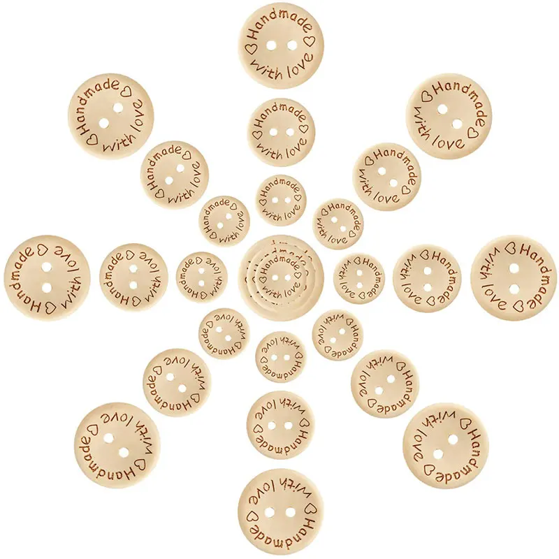 

100Pcs Wooden Handmade Buttons Crafts Buttons Sewing Buttons for Sewing Clothing Accessories DIY Craft Decor 15/20/25mm