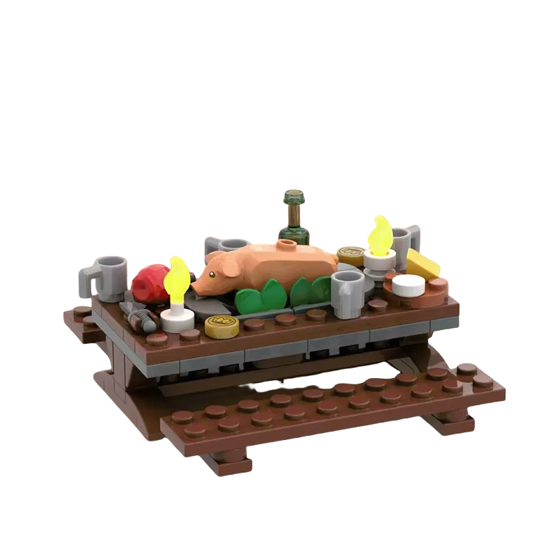 

Mini MOC Building Blocks Tavern Banquet Table Model - 44pcs DIY Assembly Set - Charming Gift for Creativity and Fun