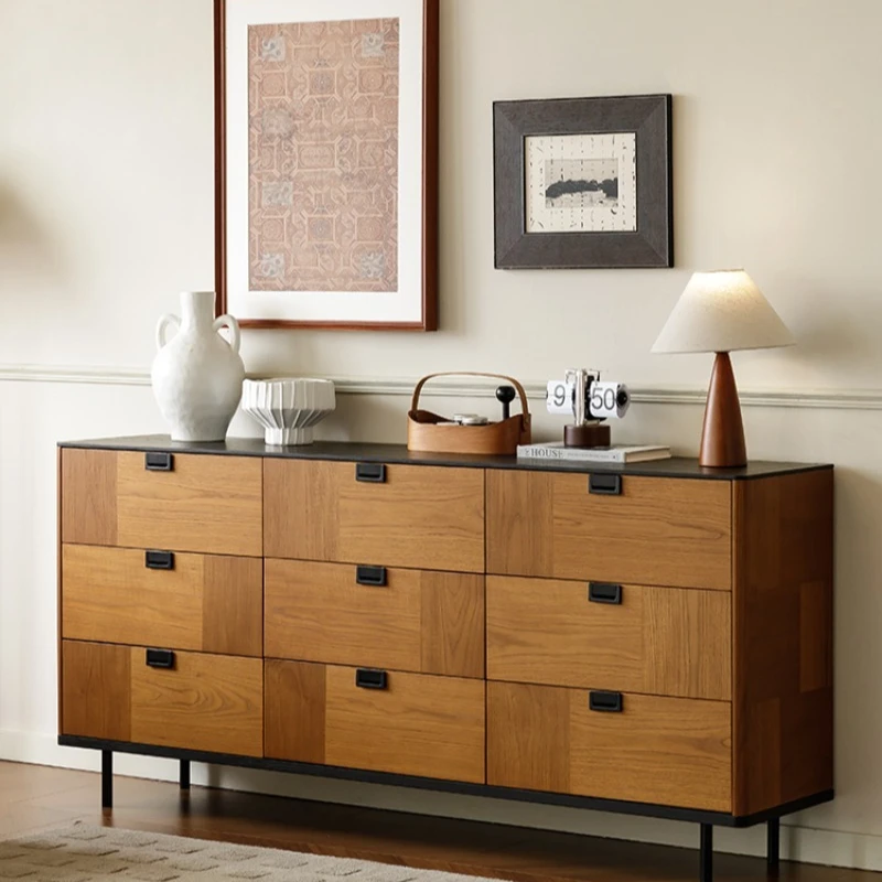 

Medieval solid wood veneer French retro style teak veneer bedroom storage side cabinet nine chest cabinet