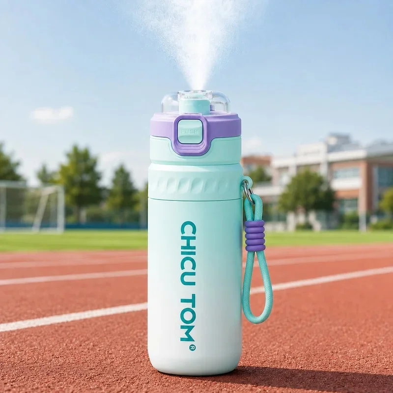 Mist Spray Water Bottle for Kid School Stainless Steel Vacuum Insulated Bottle Boys Girls Hot and Cold Drink Thermos Bpa Free