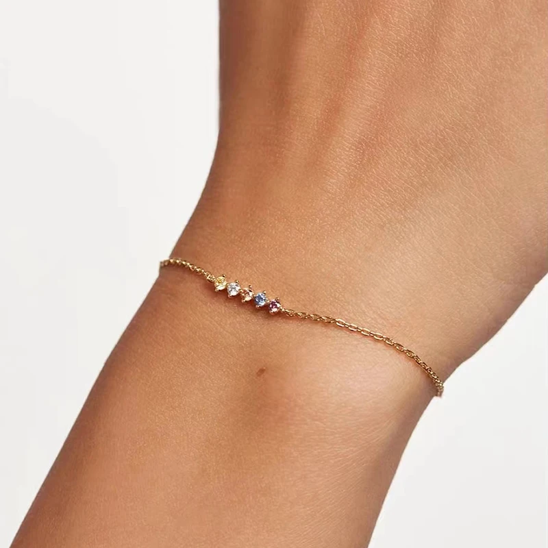 

New 925 Sterling Silver Color Zircon Bracelet Charm Simple Style Woman Bracelet Birthday Gift for Friends Exquisite Jewelry