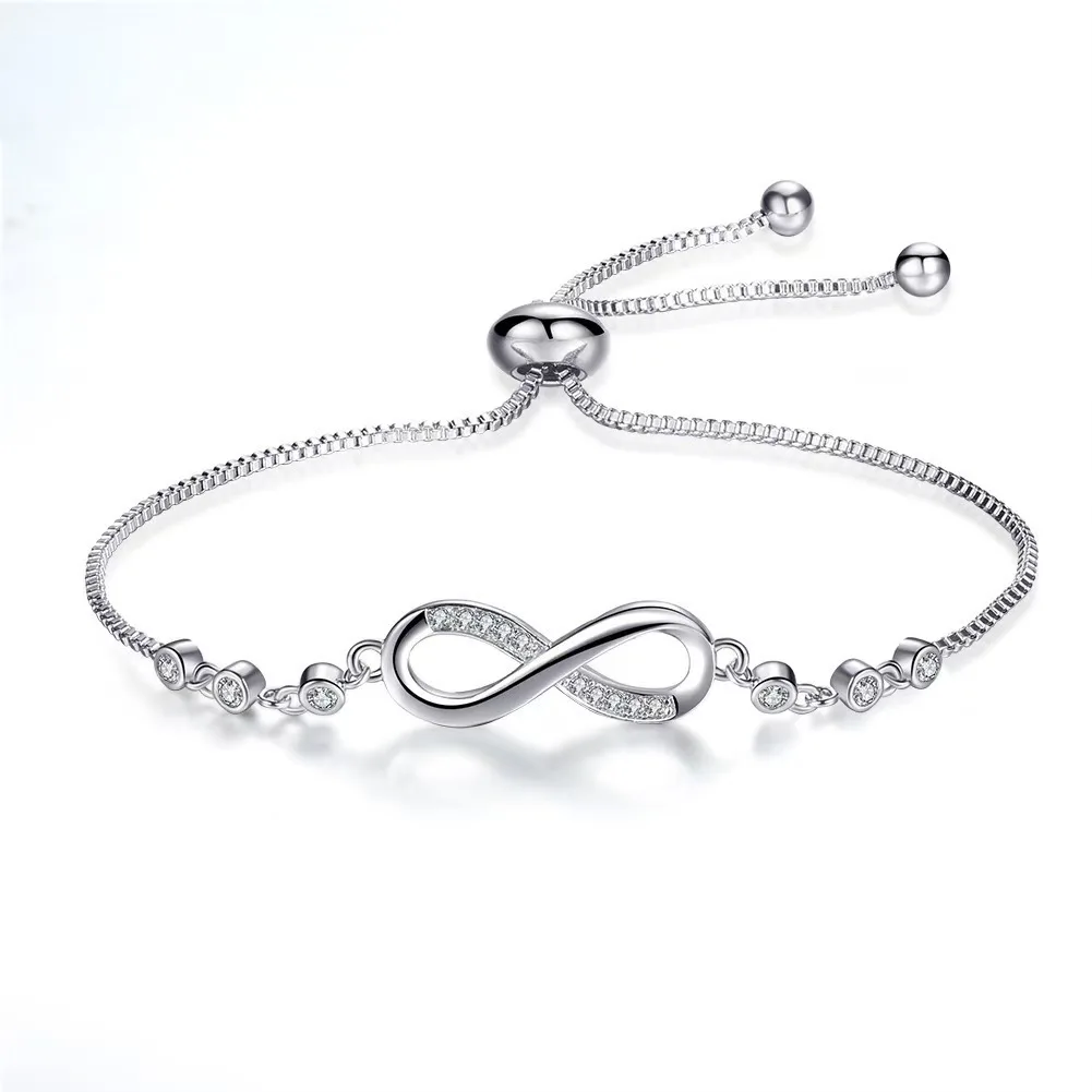 1 fashionable and simple infinite symbol adjustable drawstring bracelet, suitable for daily wear, inlaid with synthetic zircon