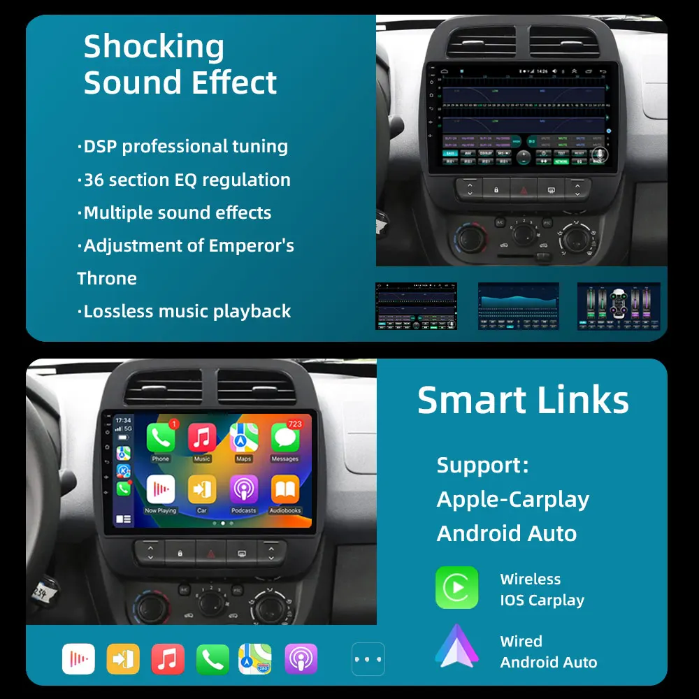 Android 13 Carplay Auto WIFI+4G For Renault KWID K-ZE Dacia spring 2015-2019 Car Radio Multimedia Video Player GPS 2din Stereo