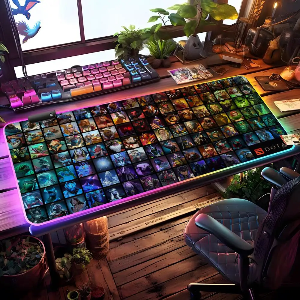 HotDota 2 Mouse Pad RGB Gaming Mouse Pad Desk Mat HD Gamer Large LED Light XXL MousePads